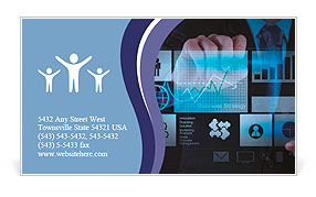 Businessman hand working with new modern computer and business strategy as concept Business Card Template
