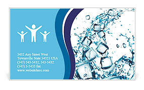 Water splash with ice cubes Business Card Template