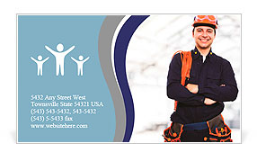Portrait of an happy worker Business Card Template