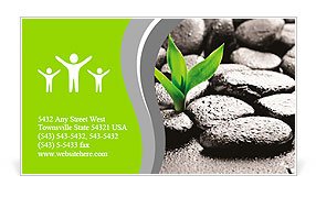 Zen basalt stones and bamboo with dew Business Card Template