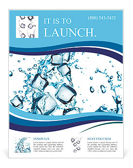 Water splash with ice cubes Flyer Template