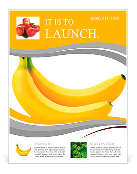 Two bananas isolated on white background Flyer Template
