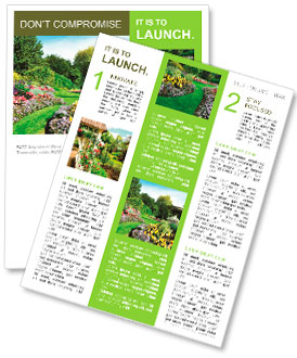 Flowerbeds and Winding Pathway in an English Formal Garden Newsletter Template