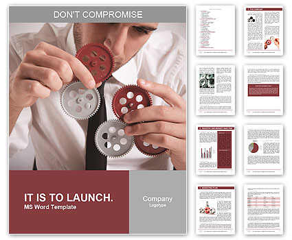 Teamwork concept with businessman working with gear Word Template