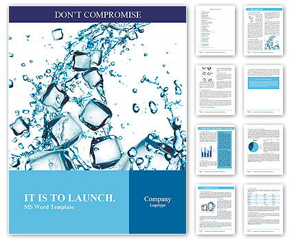 Water splash with ice cubes Word Template